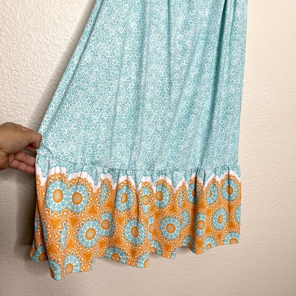 Cabana Life Dress Large Off Shoulder Tassel Pom Pom Resort Beach Cover Up Teal - Picture 8 of 9